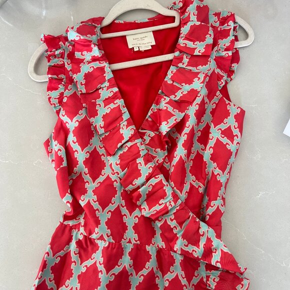 Kate Spade Aubrey Silk Ruffle Wrap Dress Size 8 - Picture 2 of 5
